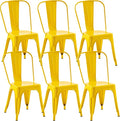 Metal Dining Chairs Set of 6 - Stackable Tolix Chair Indoor/Outdoor for Kitchen, Cafe,Restaurant, Bistro & Patio Multiple Colors(Yellow)