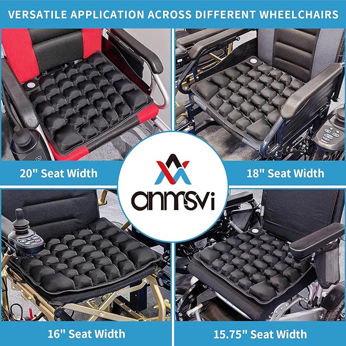 Inflatable Seat Cushion for Car, Office and Wheelchair, Adjustable Firmness, Ergonomic Support for Lower Back and Tailbone, 18x16x2.1 inches, Grey Cover