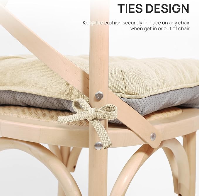 Love's cabin Memory Foam Chair Cushions Set of 4, Outdoor/Indoor Chair Pads for Dining Chairs 4 Pack, Seat Cushions for Kitchen, Dining Room, Office, Patio Chairs, 15.5"x15.5"x3.5" Beige