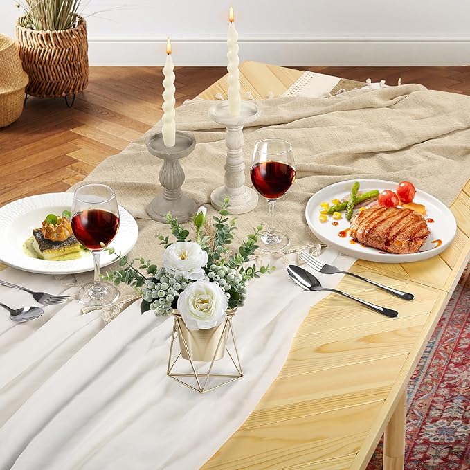 Folding Picnic Table with Table Runner, Portable Boho Low Picnic Table for Indoor Outdoor, 80" x 30" Wooden Table with Adjustable Heights for Camping, Wedding, Beach, Garden, Party(Large Size for 8)