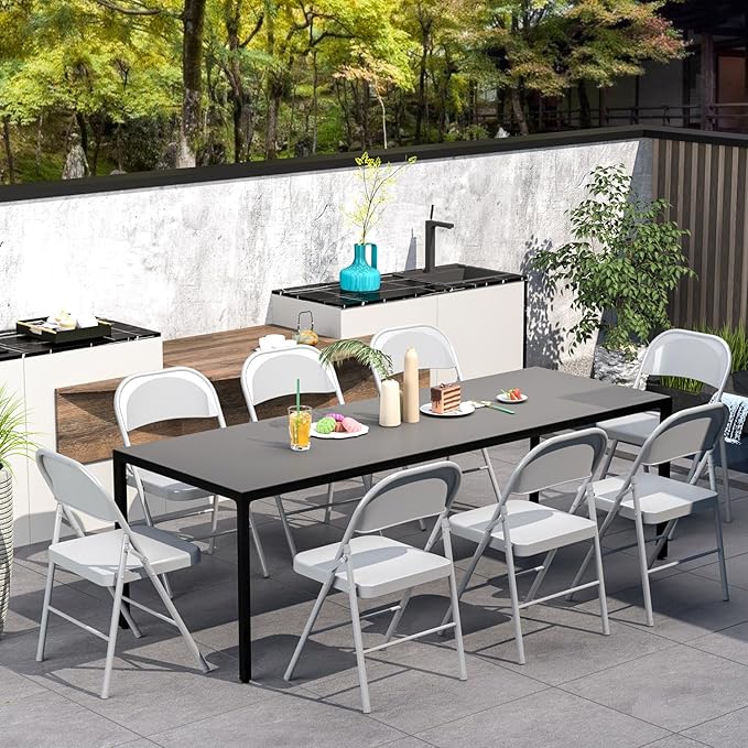 4 Pack Folding Chairs,Metal Folding Chairs Steel Frame with Double Hinged for Office Wedding Party Patio Dinning Events,Grey