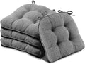 Basic Beyond Chair Cushions for Dining Chairs 4 Pack, Chair Cushion with Ties and Non Slip Backing, 15.5 x 15.5 inches Tufted Kitchen Chair Pads for Dining Chairs(Dark Grey)