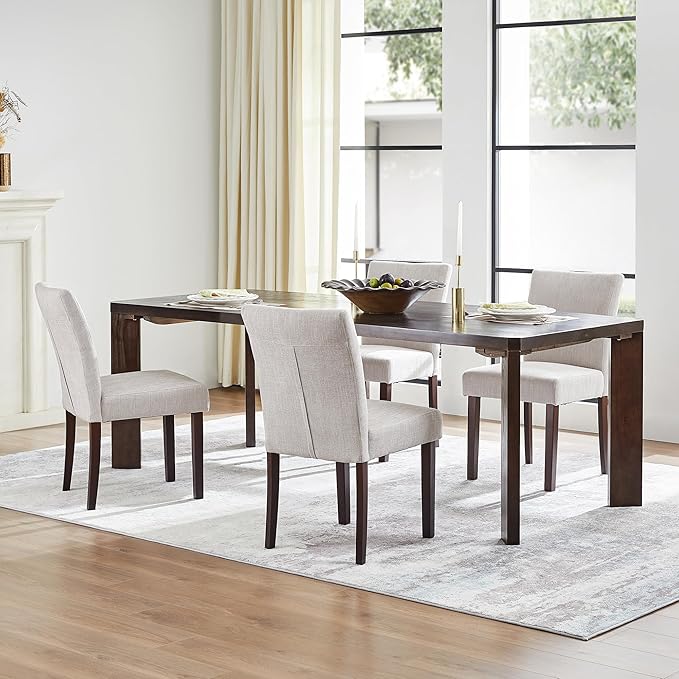 Watson & Whitely Upholstered Kitchen & Dining Room Chairs with Low Back, Performance Fabric Dining Chairs Set of 2, Modern Armless Dining Chairs with Solid Wood Legs, Gray