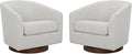 CHITA Swivel Accent Chair, FSC Certified Upholstered Fabric Barrel Chair for Living Room Set of 2, Fully Assembled, Ivory