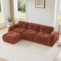 Modular Sectional Sofa with Free Combination,Boneless Floor Couch for Living Room & Lounge,Velvet 3-Seater Sectional Couch with Ottoman,No Assembly Needed