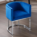 VESCASA Velvet Upholstered Dining Chair with Barrel Back, Mid Century Modern Padded Restaurant Chair with Chrome Metal Frame for Kitchen, Dining Room, 1 Piece, Blue