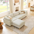 CHITA 127" Super Large Sectional Couches for Living Room, Modular Cloud Couch Sectional Sofa, Premium Fabric Couches, Down Filled, High Density Foam, Chenille in Cream, 4 Seat L Shaped