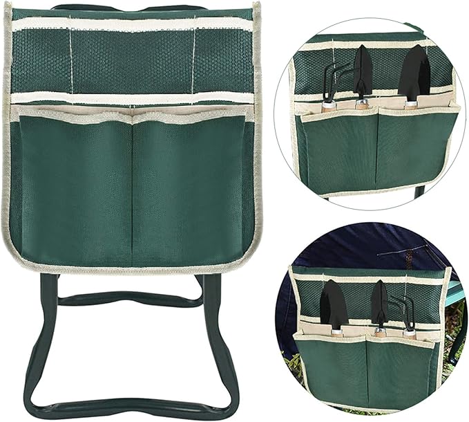 TINVHY Foldable Garden Kneeler and Seat Heavy Duty Gardening Bench Soft Cushion Seat with Tool Pouch and Kneeling Pad