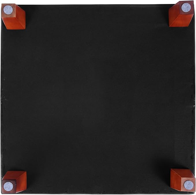HomePop Faux Leather Square Storage Ottoman with Wood Legs, Black