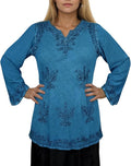 Agan Traders 2025 Winter Long Sleeve Diamond Neck Embroidered Tops - Medieval Boho Vintage Tunic Kurta Blouses for Women