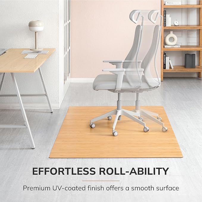 Anji Mountain Office Chairmat Thickest & Sturdy Bamboo Chairmats Highly Premium Quality Anti-Slip Heavy Duty for Multi-Purpose Hardwood Floor Office & Home Floor Protector Office Chair mat-5mm Thick