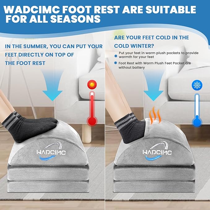 Foot Rest for Under Desk at Work, Warmer Feet Pocket Footrest,Foot Stool with Washable Cover,Comfortable Footrest with 3 Adjustable Heights, for Office Gaming Chair, for Leg Support, XL(18IN)