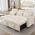 Gagawin 2 in 1 Convertible Sofa Bed with Reversible Recliner, Chenille 3-Seater Couch Sleeper with Pull Out Bed & Adjustable Backrest & Dual USB Charging Ports for Living Room, Beige