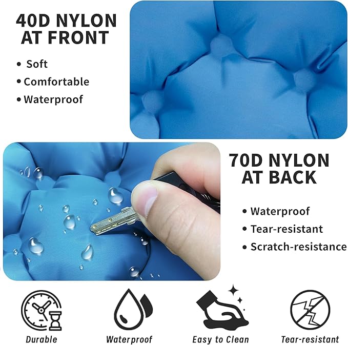 Eulant Lightweight Inflatable Air Seat Cushion - Portable Travel Cushion, Suitable for Camping, Hiking, Climbing, Bleacher, Home and Office