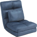 Indoor Chaise Lounge Sofa, Floor Chair with Back Support for Adults, 14 Angle Adjustment Recliner Chair, Folding Floor Lounger with Pillow 8823(Blue-2)