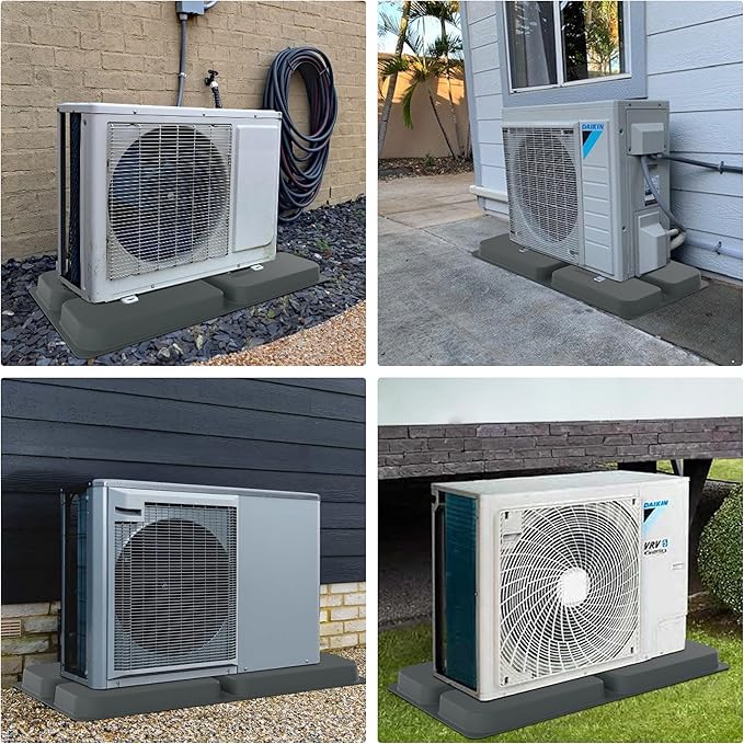 Toutgood Mini Split Pad for Condenser: Ground Base for Air Conditioner Outdoor Condenser Units, Plastic Equipment Pad for Ductless Minisplit Heat Pump Systems HAVC, Gray, 34.6" x 18.1" x 2"