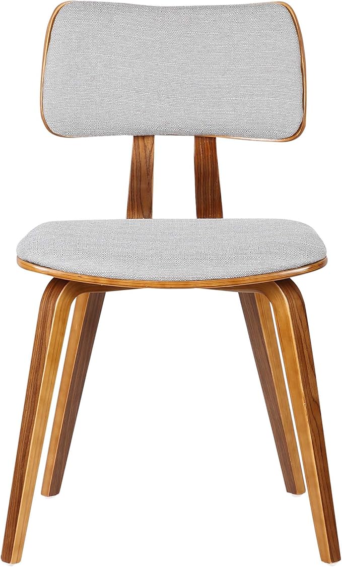Armen Living Jaguar Mid-Century Dining Chair in Walnut Wood and Gray Fabric - Set of 2