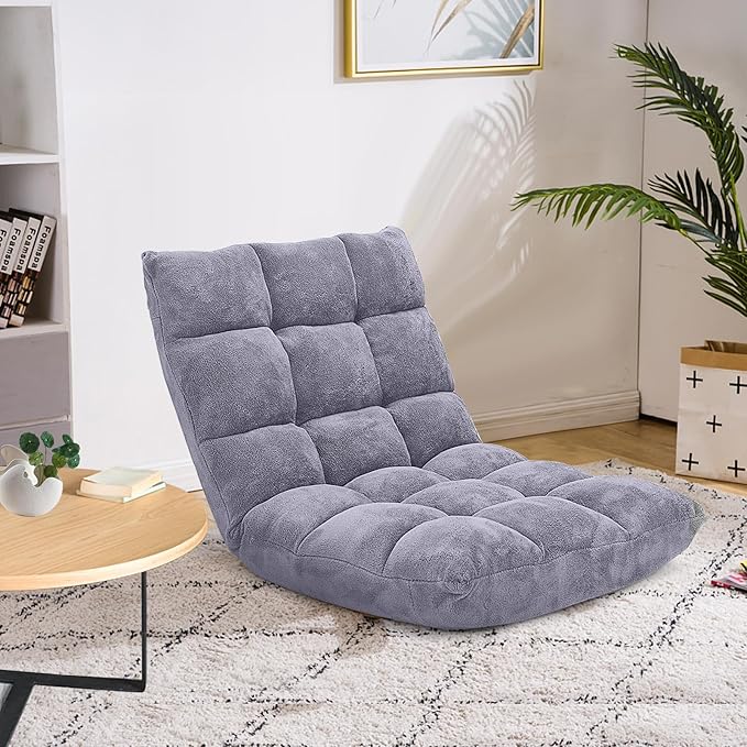 GORELAX Memory Foam Floor Chair, 14-Poistion Adjustable Reading Gaming Chair Recliner, Folding Cushioned Meditation Chair with Back Support, Padded Lazy Sofa for Adults, Kids