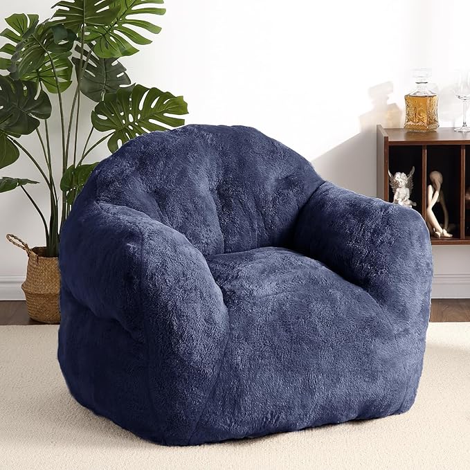 51" Big Bean Bag Chair for Adults Kids, Oversized Bean Bag Chairs with Filler Included, Soft Cozy Beanbag Couch Floor Sofa Chair for Living Room Dorm,Navy Blue