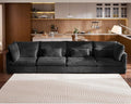 Oversized Modular Sofa, Extra Deep Cloud Corduroy Sectional Couch with Ottoman Chaise, Fluffy Chenille 4 Seater Sofa for Living Room, Villa (Basic 4 Seater, Corduroy Black)