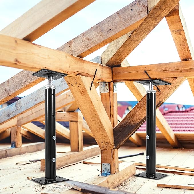 Yaocom 4 Pcs Adjustable Jack Post, 19"-36" Height Range, Basement Floor House Screw Jacks for Lifting Joist Beam Brace for Cellar Ceiling, Center Point Load Capacity 11023 Lbs (Black)