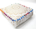 CRAFT KALA 18" Square Large Hippie Mandala Meditation Floor Ottoman Pillow Cushion Pouf Cover Square Poufs Bohemian Circle Floor Cushion Case Outdoor Fireplace Living Room Decor Cover Golden Ombre