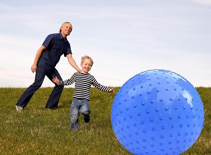 penepico Large Sensory Massage Ball for Kids, 2 Pack 33.5" 85CM Macaron Blue Bouncy Exercise Balls for Toddlers, Big Inflatable Toys with Tactile Spikes, Outdoor Giant Yoga Balls, Large Beach Ball