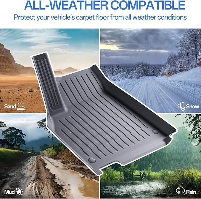 Floor Mats Fit for Model Y 2026-2025 Juniper 5-Seat - Custom Fit All Weather Front & Rear Row TPE Car Mats Floor Liners, 3-Piece (Not Fit 7-Seat)
