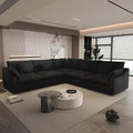 Modular Sectional Sofa,119inch V Shaped Down Filled Cloud Couch,5 Seater Convertible Sofa Living Room Set,Cover Washable and Replaceable Couches for Living Room,Black