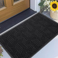 XADP Front Door Mat 36"x24" Indoors Outdoors Welcome Mats, Waterproof Non-Slip Rubber Backing Heavy Duty Doormat Outside Entrance, Low Profile Entryway Rugs Floor Mat for Patio, Pattern B Black