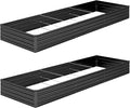 DIIYIV 2PCS 12x4x1FT Galvanized Raised Garden Bed Kit,Vegetable Boxes-Rectangle Metal Flower Box,Large Planter Raised Beds Outdoor Garden for Planting,Fruit,Herb-Black