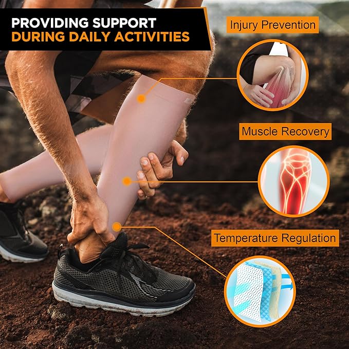 Doc Miller Compression Calf Sleeve for Men & Women – 20-30mmHg Graduated Support for Running, Shin Splints, Calf Strain – Knee High, Small to 6XL Plus Size