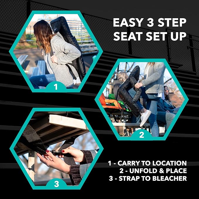 Driftsun 1 Pack Extra Wide Stadium Seats with Back Support - Deluxe Foldable Stadium Chairs for Bleachers - Folding Waterproof Sport Chair - Easy to Transport