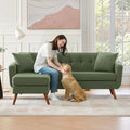 Tbfit L Shaped Couch Sofa, 80" W Mid-Century Modern Sectional Couches, 3 Seater Sofas with Wide Chaise Lounge, Button Tufted Upholstered Sectional Sofa for Living Room, Bedroom, Green | linen fabric, button tufted, solid wood foot, pocket spring, wood ...
