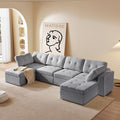 ORRD Oversize Modular Sectional Couch, Convertible U Shaped Sofa with Storage, 6 Seater Sofa Modular with Ottomans and Reversible Chaise for Living Room, Office (Grey)