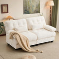 GRAINLLE 67'' Modern Chenille Love Seat Sleeper Cloud Couch Bed,Convertible Cozy Deep Seat Couches with Wide Armrest & Throw Pillows for Living Room,Home,Bedroom(Ivory)