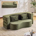 Orynveela Convertible Folding Sofa Bed, 71” Single Size Floor Sleeper Couch, Chenille Full Foam Futon Loveseat for Living Room Bedroom, No Assembly Required (Green)