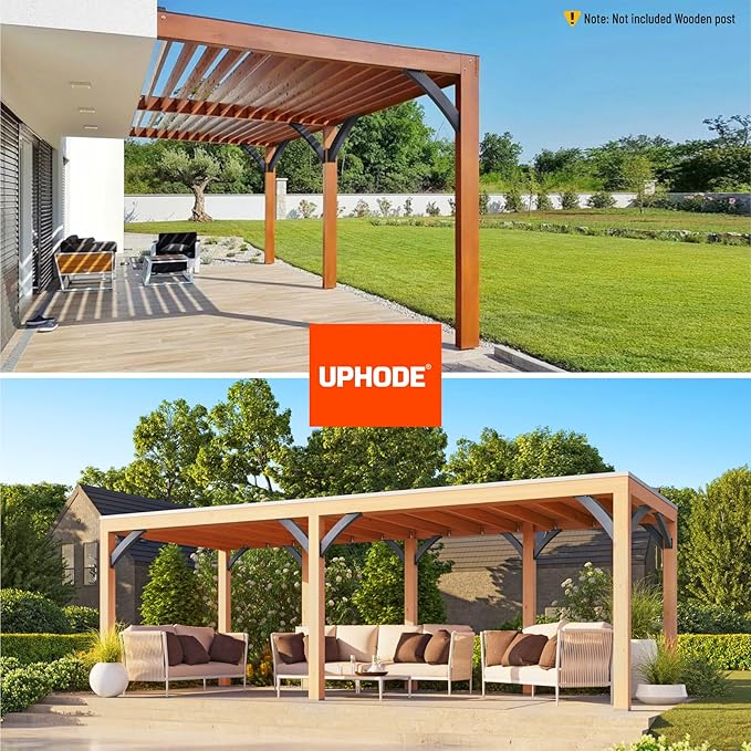 Uphode Heavy Duty Integrated Arc 4''x4''(Actual Tube Dia: 3.2''x 3.2'') 45 Degree Angle Support Pergola Brackets Q235-Steel 4Pack