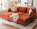 Rexulqo 104'' Modular Sectional Sofa with All Seats Storage, Oversized Sleeper Sofa Bed for Living Room,3-Seater Comfy Cloud Couches with Movable Ottoman,Big Sectional for Bedroom,Velet,Orange