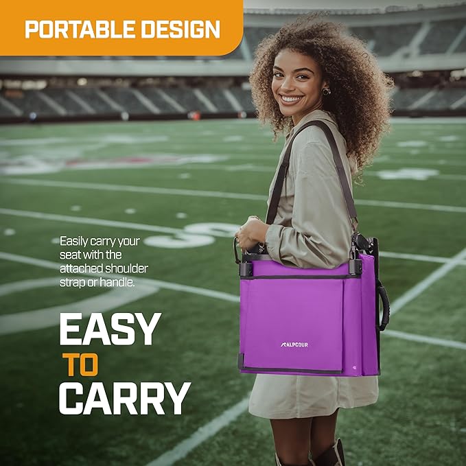 Folding Reclining Stadium Seats with Back Support for Bleachers, Bleacher Chairs with Back and Cushion Seating for Football, Camping Chair, Kayak Seat, Canoe, Paddle Board, Concerts, & Sports Events