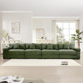KEIKI 168" Oversized Corduroy Modular Cloud Sectional Sofa with High-Density Foam Cushions, Extra-Thick Armrest, Upholstered Modern 4-Seater Fluffy Corner Couch with 12 Pillow, for Living Room, Green
