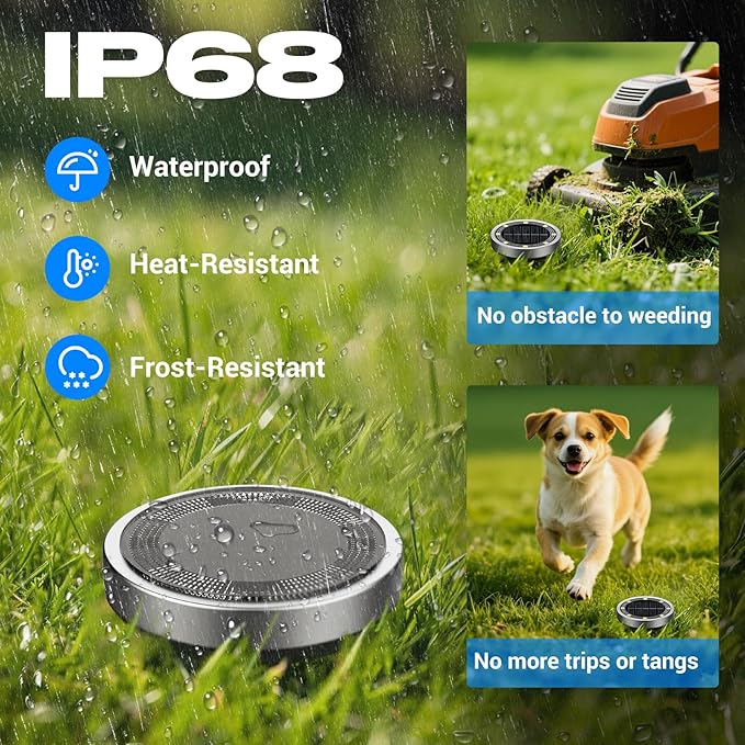 Peasur Solar Ground Lights Outdoor, 2 Pack Flat Solar Powered Disc Lights, IP68 Waterproof, Anti-Rust, Landscape Lighting for Pathway Garden Yard Lawn Walkway Landscape Driveway, Mini, Cool White