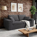 LIKIMIO 78" Loveseat Sofa in a Box, Cloud Boneless Couch with Comfy Deep Seat, No Assembly Required, Modern Upholstered Corduroy Sofa for Living Room, Apartment, Home Office, Dark Grey
