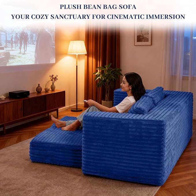 HABUTWAY Convertible Folding Sofa Bed Couch,3 in 1 Pull Out Couch Bed,Loveseat Sleeper Sofa Bed,Boneless Couches with Pillows for Living Room Bedroom, Blue