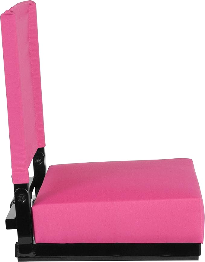 Flash Furniture Grandstand Portable Stadium Seat for Bleachers or Benches, Folding Padded Stadium Chair with Carrying Handle, 500 lb. Weight Capacity, Pink