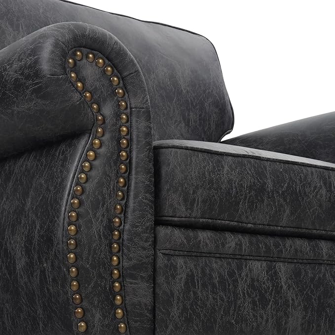 Couchus Living Room Furniture Sets,Sofa Sets and Couch Sets for Living Room,Mid-Century Vintage Sofa Couches with Rivet Design (Grey, 2 Loveseat+3 Seater)