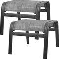 Deguifei Patio Outdoor Ottoman Footstools Assembled Aluminum Footrest Side Table Small Chairs Patio Ottoman 2 Set Grey