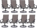 PHI VILLA Patio Swivel Dining Chairs Set of 8, Outdoor Metal Chair with Textilene Mesh Fabric, Gentle Rocker Chair, Black Frame for Deck Lawn Garden
