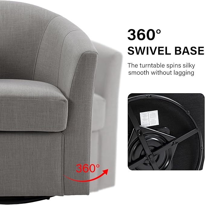 DREAMSIDEA Swivel Accent Chair Armchair, Modern Round Single Sofa Seating Comfy Reading Barrel Chairs for Living Room Bedroom (Coffee, Set of 2)