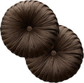 Teieas 2 Pcs Round Throw Pillows Decorative Pumpkin Velvet Boho Pleated Bed Pillows Back Support for Couch Chair Dorm Car 14.96'' (Brown)
